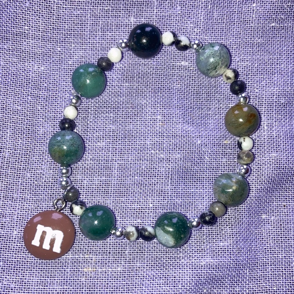 Green Glass beaded M&M bracelet